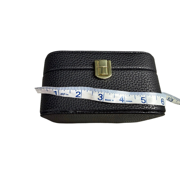 Black Pebbeled Faux Leather Travel Jewelry Organizer - Picture 9 of 11